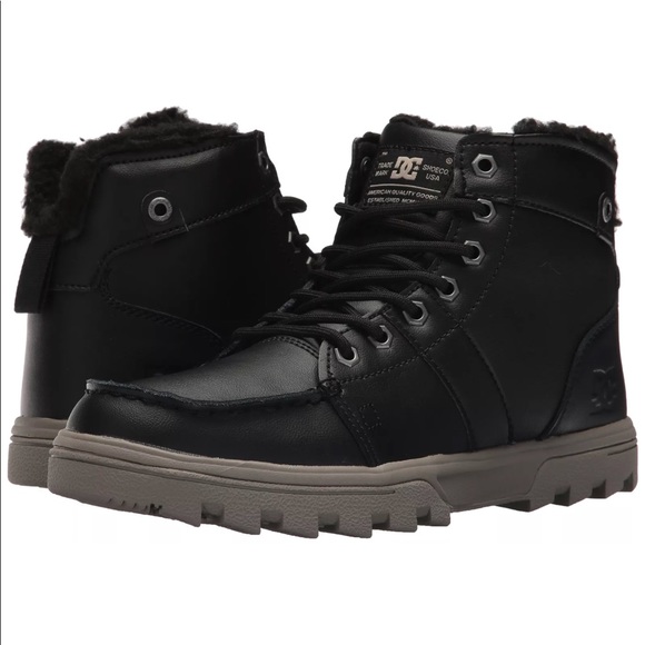 woodland leather boots black